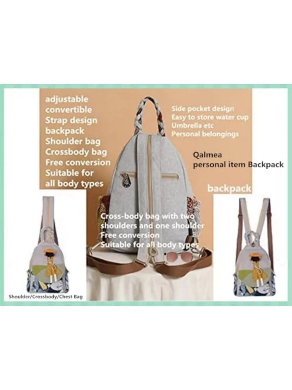Boho Floral Mini Backpack Purse | Lightweight Convertible Sling Daypack for